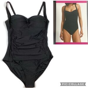 Betsey Johnson Black One Piece Swimsuit Bathing Suit XL NEW! Retail $128